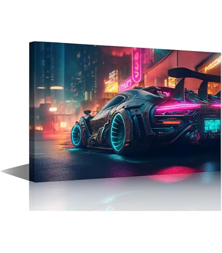 Impression sur toile « Nissan Skyline Fast and Furious 2 Night » - Pour décoration d'intérieur moderne - Sans cadre - 50 x 70 cm