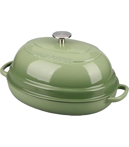 EDGING CASTING 6 Quart Enameled Cast Iron Dutch Oven - Dark Cyan Bread Baking Pot, Oven Safe To 500°F