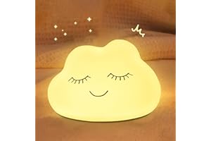 NAWCHEDO Luce notturna per bambini, 7 colori, luce notturna in silicone morbido per bambini con 3 livelli dimmerabili, ricaricabile, antiriflesso, morbida e carina, a forma di nuvola, lampada da comodino touch