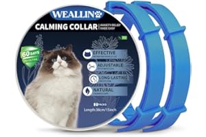 WEALLIN Collare Calmante per Gatti, Regolabile e Impermeabile Collari Calmanti, 60 Giorni di Protezione, Rilievo di Ansia Collare ai Feromoni per Gatti di Taglia Piccola, Media e Grande(2pz, Blu