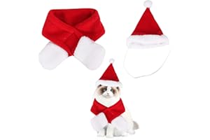 CAIKAILIOR 2 Stück Katzenkostüm Weihnachten,Weihnachtsmütze Katze Katzen Haustier Kostüm Hund Weihnachtskostüm Hunde Weihnachts Hundekostüm,Schal Mit Mütze Set Kleidung Christmas,für Haustiers Weihnachtsschmuck