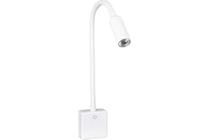 SEBSON® Lampara Enchufe Pared LED Blanco, Luz Lectura Regulable, Luz Nocturna Flexible, 4W blanca neutra 4000K, Aplique Pared - Lampara de Noche