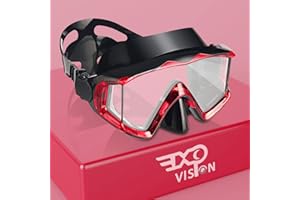 EXP VISION Maschera subacquea Pano 3 per adulti, Maschera subacquea in vetro temperato, Occhialini antiappannamento Maschera da nuoto Occhialini da nuoto con copertura nasale per snorkeling nuoto