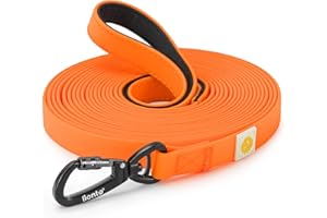 lionto Smycz treningowa dla psa, 5 m, wodoodporna linka z nylonu z powłoką PVC, karabińczyk 360°, miękka pętla i torba transportowa, idealna do szkolenia psów, kolor pomarańczowy