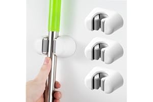 CORNERIA 3 Pz Portascope e Portaspazzole da Muro Adesivo, Supporto Parete per Scopa e Porta Utensili, Adatto Per Cucina, Garage, Giardino, Terrazza, Bagno