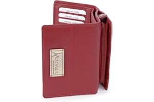 CATWALK COLLECTION HANDBAGS - Średnia Portmonetka Otwierana na Trzy w Pudełku Upominkowym - Prawdziwa Skóra z Ochroną RFID - Kieszonki na Karty i na Monety - VICTORIA - Czerwony - RFID