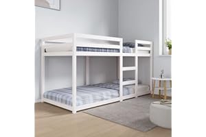 CIADAZ Etagenbett, Hochbett, Stockbett Für 2 Kinder, Doppelstockbett, Kinderhochbett, Bunker Bed, Etagenbettregal, Weiß 90x200 cm Massivholz Kiefer