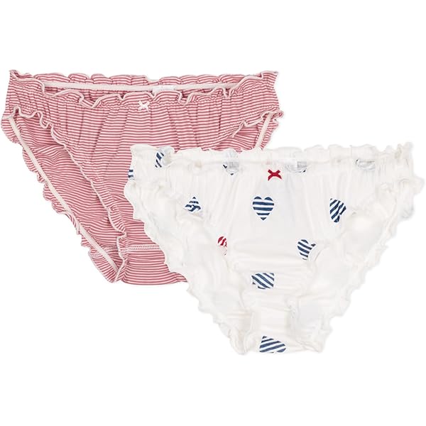 Lot De 5 Culottes Fille Petit Bateau Imprimé Cœurs - Coton Extensible Confort 10 Ans