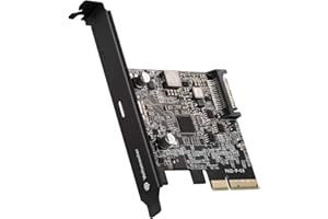 Yottamaster Carte d'extension USB 3.2 Gen 2X2-20Gbps- Carte PCIe Type C Port pour Windows 7/8/10/Linux, Soutien PCI-e(3.0) x4, X6, X8, X16 Slots