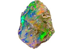 JAGUAR GEMS Natural Ethiopian Opal Rough Gems – AAA Quality Stone | Jumbo Fire Ethiopian Raw Crystal Rock Gemstone for Jewelry Making & Wire Wrapping