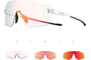 KAPVOE Photochromatische Selbsttönend Fahrradbrille für Herren Damen Klar Rennrad Brille MTB Sportbrille Radbrille UV400 Schutz Randlose Transprante Gläser für Outdoorsports