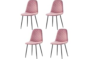 AINPECCA Dining Chairs Set of 4 Velvet Fabric Upholstered Seat with Metal Legs Backrest Office Lounge Chair Home Furniture (Rose, 4)