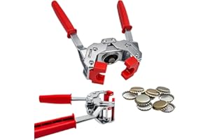 Crisalide® - Tappatrice a Due Leve per Tappi a Corona Ø 26,5 mm, Inclusi 100 Tappi a Corona da Bollitura, Impugnatura Ergonomica per Vino Birra Conserve