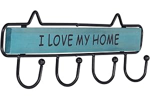 HERCHR Perchero de Pared, Perchero de Entrada de Madera con 4 Ganchos para Entrada, Cocina, baño(Verde)