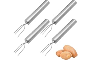 VZU 4 Stück Pellkartoffelgabel Set aus Edelstahl mit 3 Zinken, Kartoffelgabel, Fleischgabel, Maisgabel, Maiskolben Spieße, Gabel für Gemüse und Grillgut, Wiederverwendbar