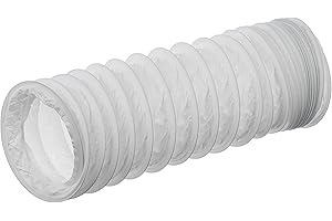LIRAST Ø 125mm / 1m Tuyau D'évacuation D'air en PVC Flexible - Tuyau de Ventilation pour Climatisation, Sèche-linge, Hotte, Blanc