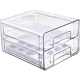 burkfeeg Clear Double Layer Fridge Organizer | Stackable and Reusable Fridge Organizer Container Set for Kitchen, Freezer and