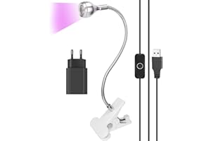 ZEYACHAN Lampe UV Ongles Gel,Mini Lampe à Ongles UV Gel pose Americaine,5W Lampe Led Ongles Professionnel,Lampe UV Sèche Ongles avec Chargeur USB avec Clip,Bras lumineux rotatif à 360°