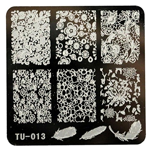 Tonsee DIY Nail Art Stamp Template Image Plates Polish Stamping Manicure Image, 6cm*6cm (TU-013)