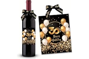 SEUNKIEER 30. Geburtstag Flaschenetikett mit Schleife Schwarzes Gold Lack veredelt 10x12,7cm Happy Birthday 30 - Geburtstagsdeko Geburtstagsgeschenk Geschenke für Frauen Männer