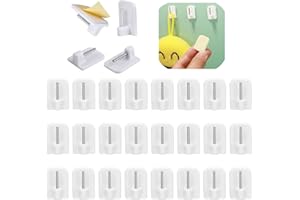 ERBO 24 Stück Gardinenhaken Selbstklebend, Klebehaken Gardinenstange Haken, Klebehaken Fenster, Klebehaken Klein Weiß für Gardinenstangen Vitragestangen Gardinenhalter