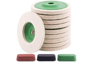 Keadic Kit de 13 discos de fieltro de lana de 10 cm para pulir, incluye almohadilla de disco de fieltro de lana verde y compuestos de pulido de pulido, almohadillas de pulido de lana, disco de pulido