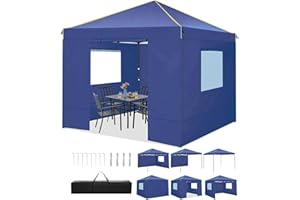 TOOLUCK Barnum Pliant 3x3m Tonnelle Pliante 3x3 Tonnelle de Jardin Exterieur Imperméable Professionnel Tente de Reception avec 4 Côtés, Bleu Foncé