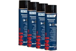 Dinitrol® 4941 Schwarzer Unterboden-/Fahrwerkschutz, selbstheilende Wachs-Beschichtung – 4 x 500 ml Aerosolen
