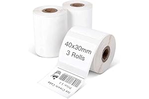 Phomemo 3 Rouleaux Etiquettes M110 Etiquettes Autocollante pour étiquettes thermiques,1,57"x1,18" (40x30mm),adapté à Phomemo M110 M120 M220 M221 M108 M102 M100 M150 M250 M260,230 étiquettes/Rouleau