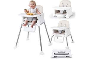 Olfjurk High Chair, Adjustable Convertible 3 in 1 Baby Highchair, Booster seat, Toddler Chair Compact/Light Weight/Portable/Easy to Clean