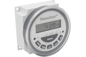 Heschen Interruptor de relé programable semanal con pantalla LCD digital, 220-250 VCA, 16 A, SPST, 4 pines