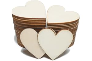‎CUWELT CUWELT Pack of 150 50 mm Wooden Heart Discs, 5 cm Wooden Hearts Wedding, Natural Wood Discs Unpainted, Decorative Hearts, DIY Craft Decorations, Small Wooden Hearts for Crafts, Wedding, Guest Book