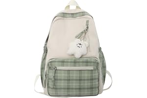 PAIKOE Back to School Backpack, Kawaii Backpack Sage Green Backpack for Girls Teens Preppy School Supplies Daypack College Backpack Travel Casual Daypack for Girls Boys Teens