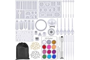 Stampi per colata in Resina Kalolary, 94 Pezzi Kit stampi in Resina per Strumenti di creazione di Gioielli Cristalli Braccialetto Ciondolo Braccialetto Anello Artigianato Fai da Te