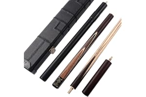 CUESOUL Classic Handmade 57 Inches 18oz Rosewood 3/4 Jointed Snooker Billiard Pool Cue, Rosewood Butts and Aluminum Telescope Extension with Leathertte Protective Case, 9.5mm Tip Snooker Cue Set