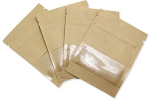 WACCOMT Pack 50pcs 3 Sizes Small Brown Seed Envelopes Sample Bags Resealable Seed Packets Clear Window Kraft Paper Coin Envelopes for Gift Party Favor Family Pet Cat Dog Food Storage Heat Seal Pouch