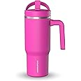 Hydrapeak Kids Voyager 18 oz Tumbler with Handle and Flip-Up Straw Lid | Spill Proof and Leak Resistant | Reusable Stainless Steel Water Bottle | Gift for Kids Boys Girls | Fuchsia