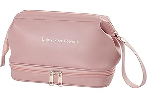 Ronoza Doppellagige Kulturbeutel Damen, Make up Bag, Cosmetic Bag, Schminktasche, Kosmetiktasche Damen, Schminktasche Groß, Make up Tasche, Toiletttasche Frauen, Reise Kosmetiktasche, Makeup Bag