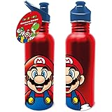 Pyramid International Borraccia in metallo da 700 ml con Super Mario (design Mario), bottiglia d'acqua per ragazze, ragazzi e
