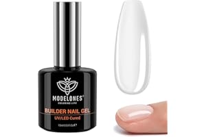 modelones Gel Construction Ongle UV, 15ML Builder Gel 7 en One, Gummy Base Pose Americaine UV/LED Gel Ongles pour Nail Extension, Rubber Base, Renforcement, Manucure de Réparation Nail Art