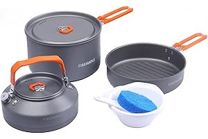 Fire-Maple Feast 2 Pentole Set da Campeggio Utensili da Cucina con Padella, Bollitore, Ciotole Spugna Cottura Kit per Ourdoor Backpacking, Campeggio Escursione Orange