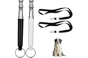 HYXODJY 2 Pièces Sifflets pour Chien, Sifflet Ultrason Chien Anti Aboiement Sifflet Dressage Chien avec Lanière Sifflet pour Chien à Haute Fréquence Sifflet Ultrason Chien pour Dressage de Chien