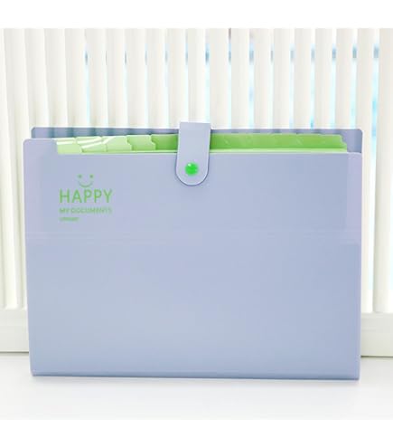 Meekye Waaiermap A4 met 12 vakken en 16 stuks etiketten, documentenmap A4 sorteermap mappen mappen mappen map map organizer voor thuis, kantoor, school, bonnetjes en op reis blauw