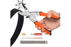 TOWOT Kit perforatore per pelle, perforatore per cintura per pelle, strumento perforatore rotante resistente, per cinturini di orologi, selle, scarpe, tessuti, progetti fai da te e artigianato,