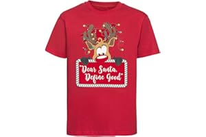 STYLE IT UP Unisex Christmas Tshirts - Men Women Kids Novelty Christmas T-shirts in Red,Black & Grey - Christmas Graphic Tee of Dear Santa, Define Good - Festive Holiday Gifting for Friends and Family