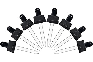 Cettkowns Glass Eye Droppers with Pressure Rotating Child Safety Cover Perfect for Essential Oils, Set of 8, Compatible with doTERRA and Young Living 15ml Bottles
