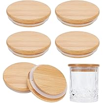 Glazen pot 350 ml bamboe deksel teksten, ø10x7,6 cm