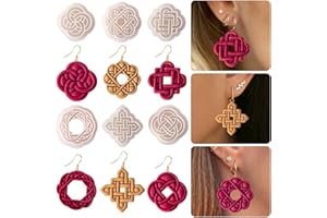 MYHIJU 6 Stück Chinesisch Stil Polymer Clay Cutters,Boho Blume Textur Polymer Clay Ohrringe Polymer Ton Ausstecher Weinlese Geometrie Linie Clay Ohrring Ausstecher für Craft Schmuck Clay Ohrring Making Kit