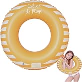 Inflatable Swimming Ring Vintage Striped Inflatable Float, Pool Floating Beach Water Party Inflatable Float Swimming Ring for