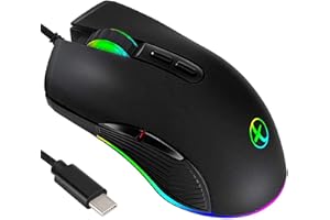IULONEE Souris Filaire de Type C, câblée Souris USB C Souris Ergonomique de Jeu RVB Compatible avec Matebook, Chromebook, PC Windows et Autres périphériques USB de Type C Noire